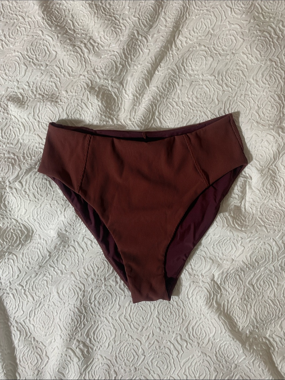 NWT BERLOOK High-Waist Ribbed Bikini Bottom, Size L